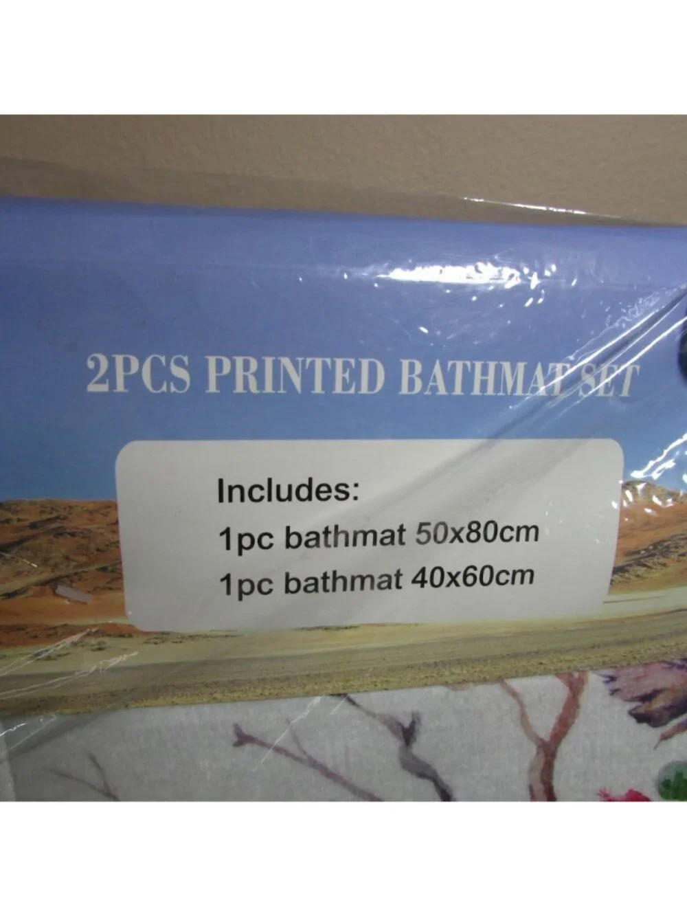 2 Pc Prickly Pear Cactus Western Print Bath Rug Set